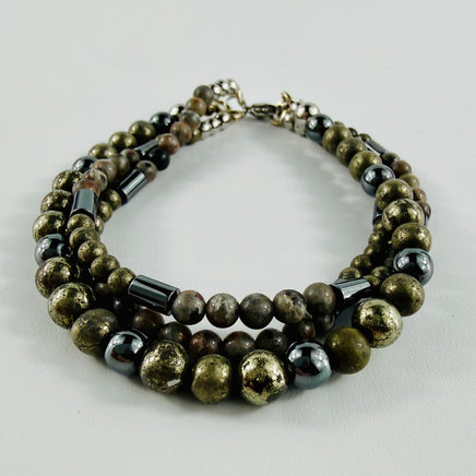 3 Armbänder zum einzeln tragen oder kombinieren mit Pyrit, Hämatit und Yoorerlite – Bracelets – mit Silber, Perle (Produktan…