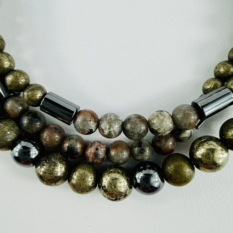 3 Armbänder zum einzeln tragen oder kombinieren mit Pyrit, Hämatit und Yoorerlite – Bracelets – mit Silber, Perle (Produktan…