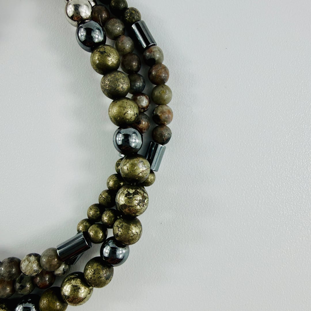 3 Armbänder zum einzeln tragen oder kombinieren mit Pyrit, Hämatit und Yoorerlite – Bracelets – mit Silber, Perle (Produktan…