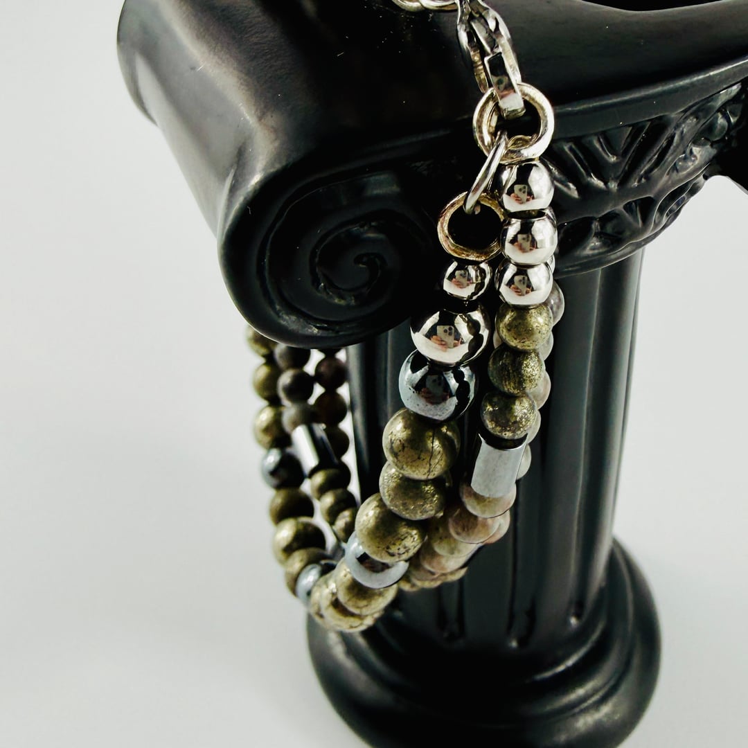 3 Armbänder zum einzeln tragen oder kombinieren mit Pyrit, Hämatit und Yoorerlite – Bracelets – mit Silber, Perle (Produktan…