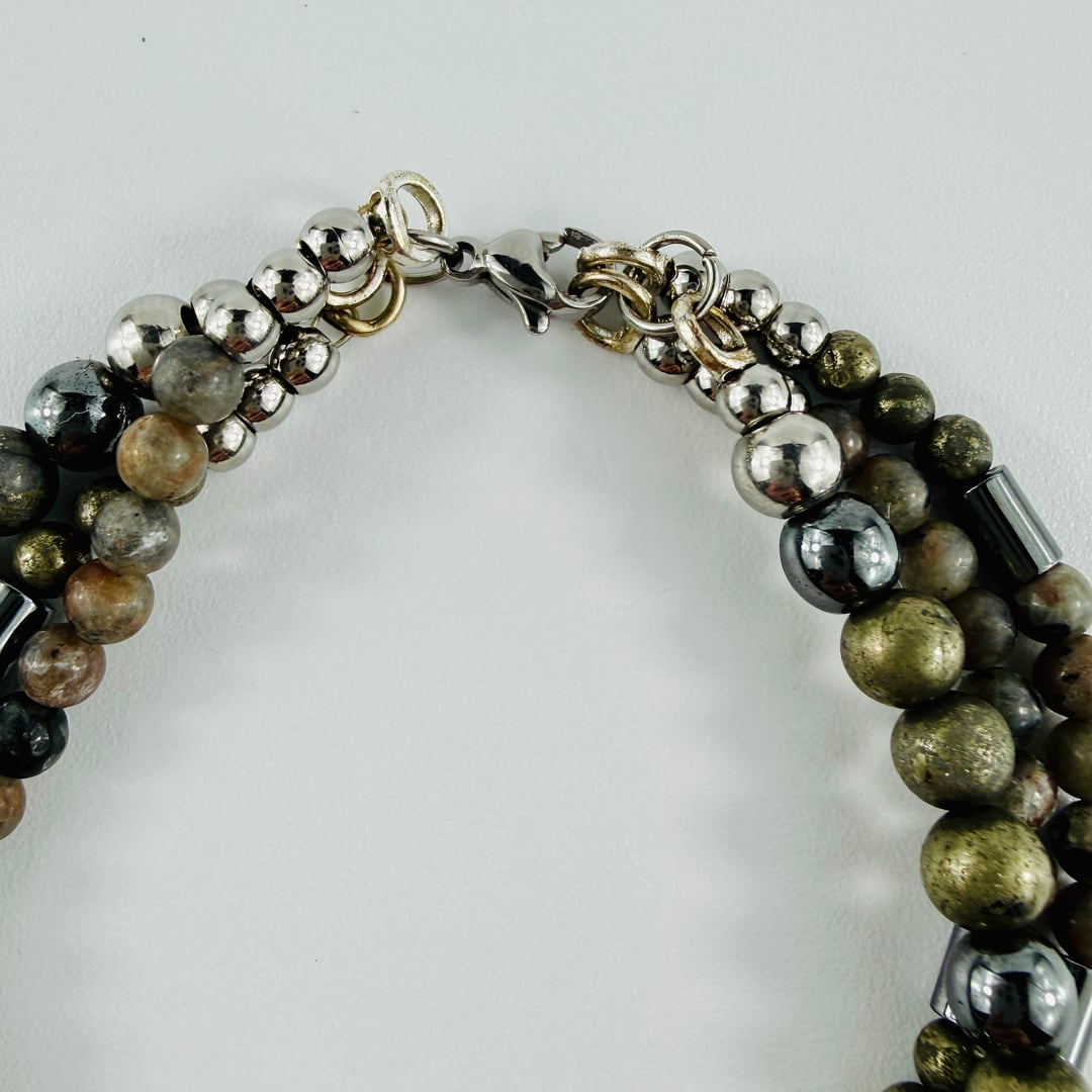 3 Armbänder zum einzeln tragen oder kombinieren mit Pyrit, Hämatit und Yoorerlite – Bracelets – mit Silber, Perle (Produktan…