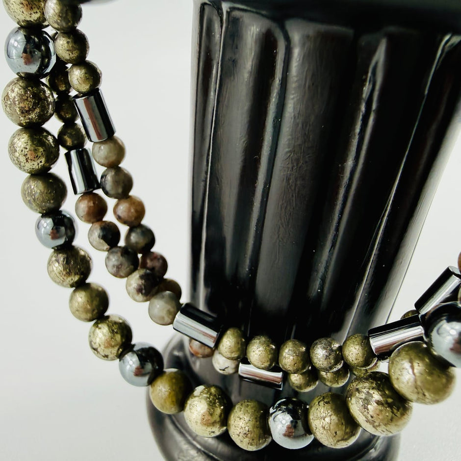 3 Armbänder zum einzeln tragen oder kombinieren mit Pyrit, Hämatit und Yoorerlite – Produktabbildung 7