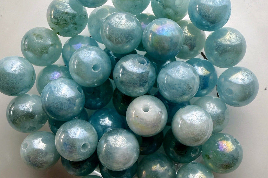Aquamarinblaue Angelite Perlen