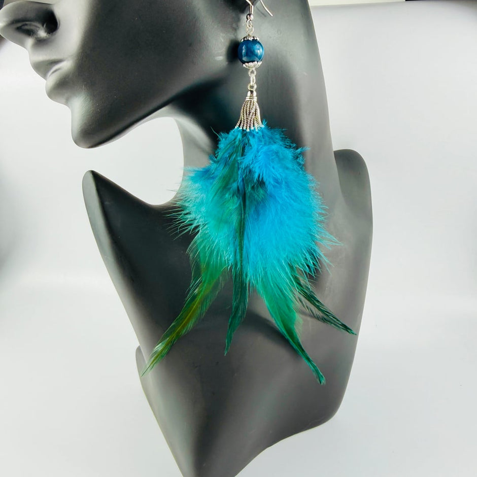 BOHO-Federohrhänger mit Tigerauge – Produktabbildung 6