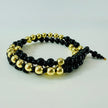 Edles Spiralarmband mit goldenen Hämatit und schwarzen Glasperlen abgerundet mit Roccailles – Produktabbildung 7