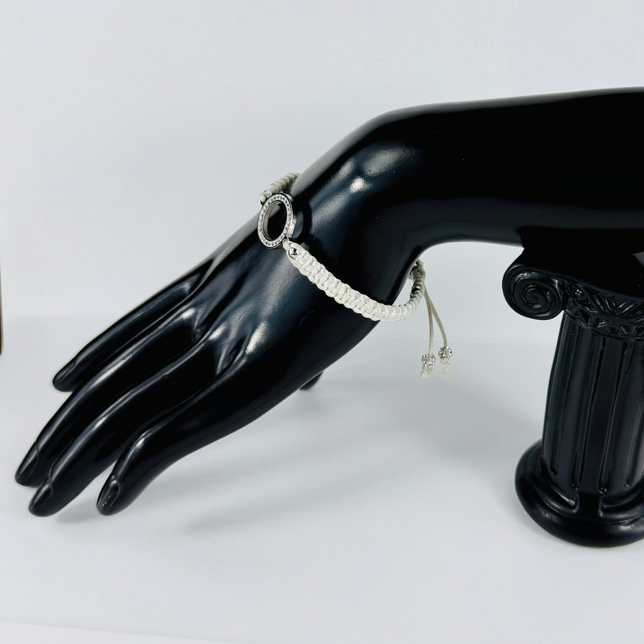 Zirkonia Armband mit Edelstahlring und Strassperlen