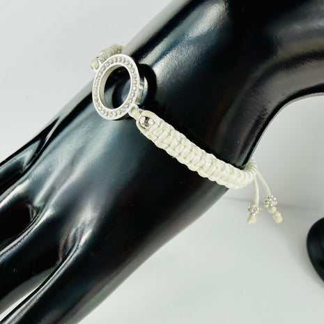 Zirkonia Armband mit Edelstahlring und Strassperlen