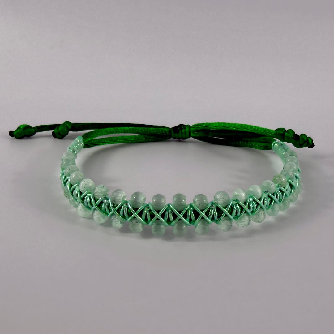 Glänzendes Katzenaugen-Rocailles Armband doppelreihig – Bracelets – mit Silber (Produktansicht)