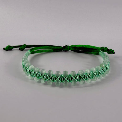 Glänzendes Katzenaugen-Rocailles Armband doppelreihig – Bracelets – mit Silber (Produktansicht)