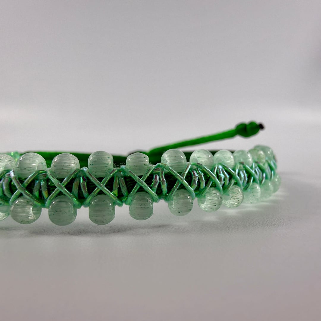 Glänzendes Katzenaugen-Rocailles Armband doppelreihig – Bracelets – mit Silber (Produktansicht)