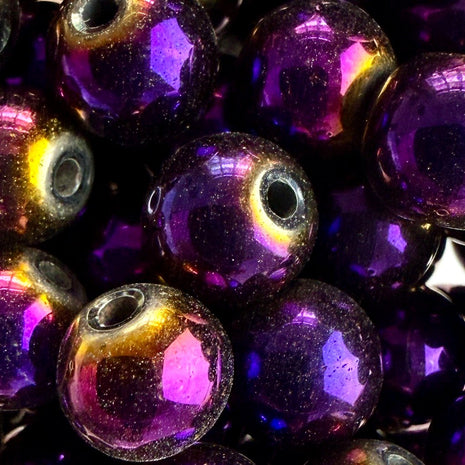 Hämatitperlen in kräftigem Violett mit facettiertem Glanz – ideal für stilvolle Schmuckdesigns