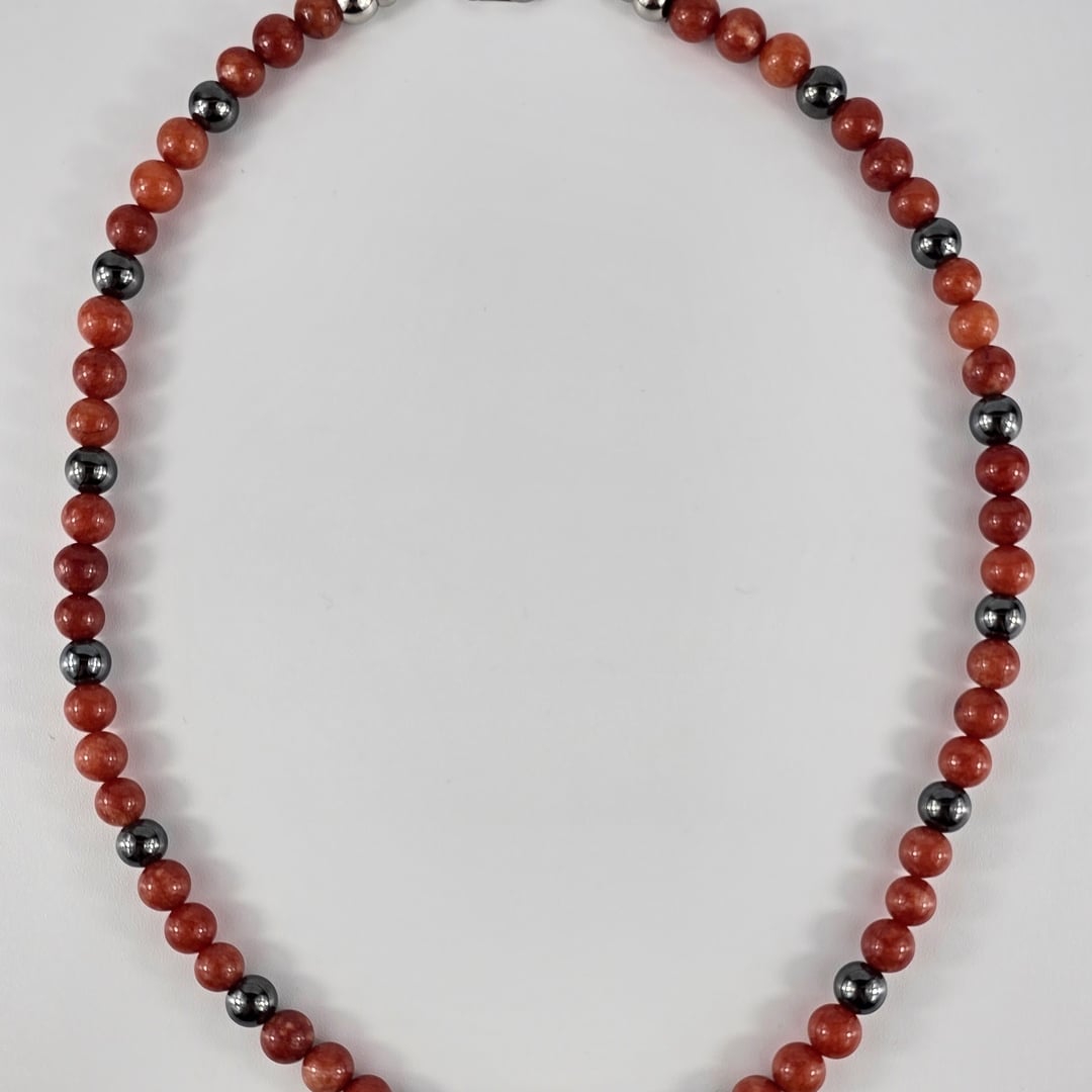 Karneol Halskette mit Hämatit Akzenten – Produktabbildung 6