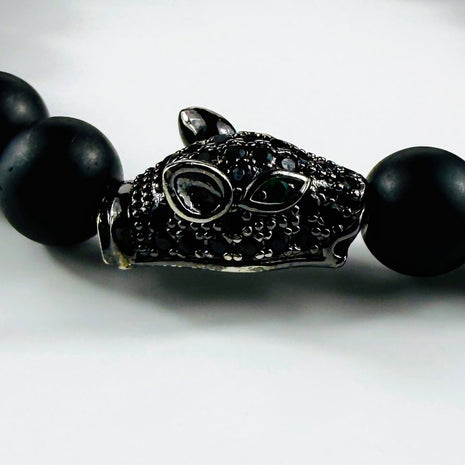 Kronen-Armband mit edlem Onyx und Lava – Bracelets – mit Silber, Onyx (Produktansicht)