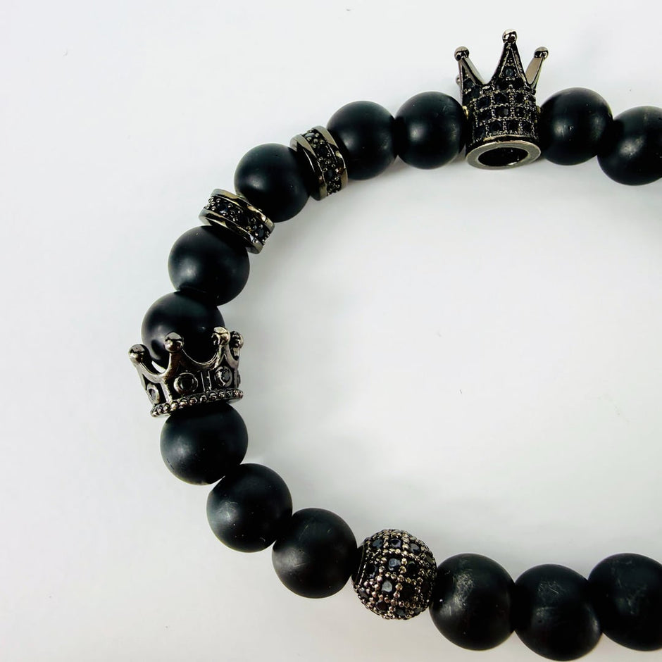 Kronen-Armband mit edlem Onyx und Lava – Produktabbildung 6