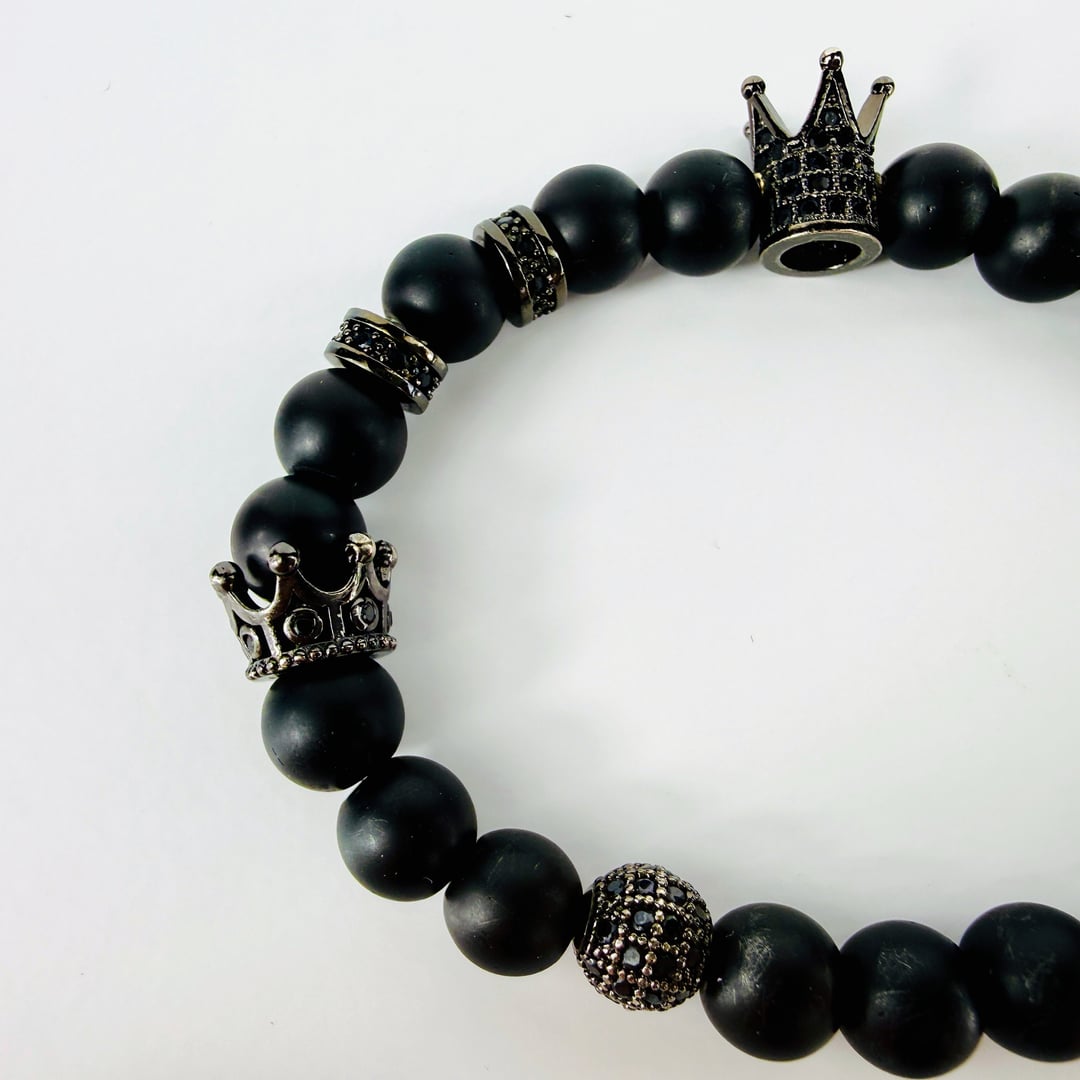 Kronen-Armband mit edlem Onyx und Lava – Produktabbildung 6