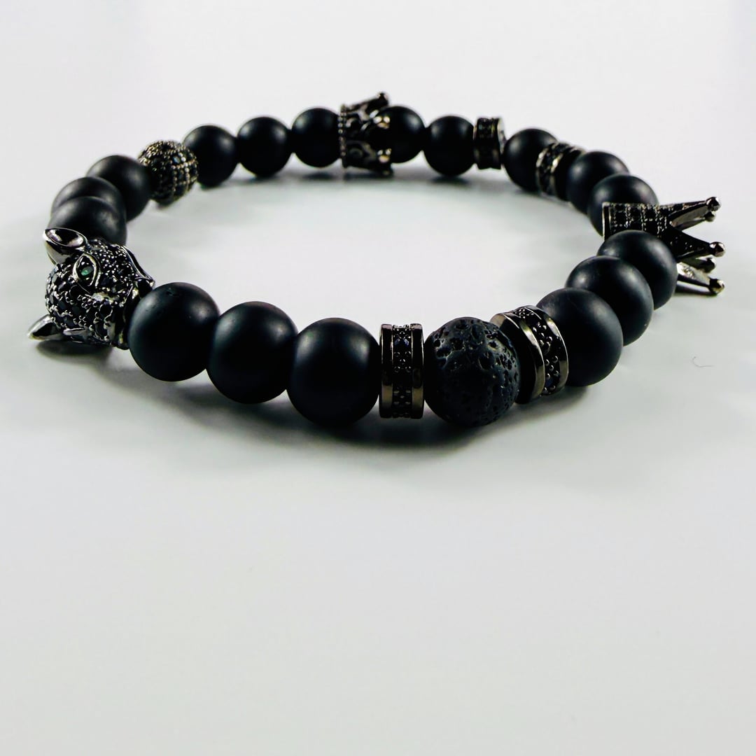 Kronen-Armband mit edlem Onyx und Lava – Produktabbildung 7