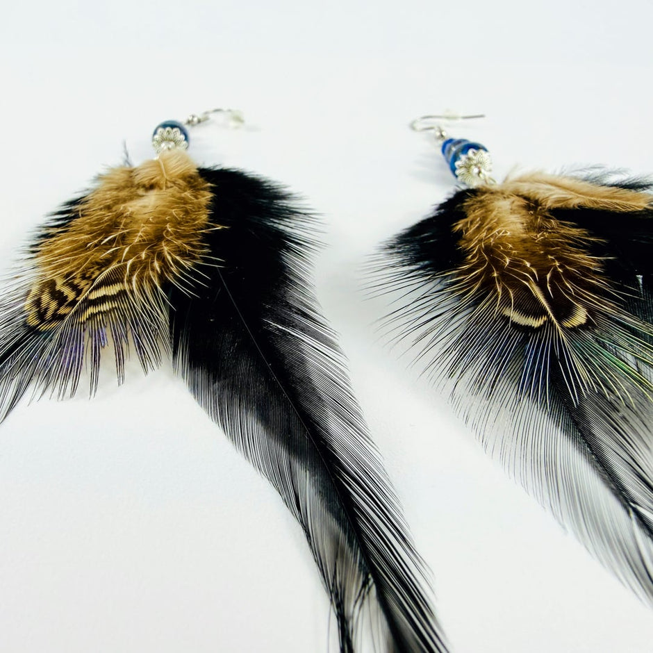Lapislazuli Ohrhänger mit Feder – Produktabbildung 6