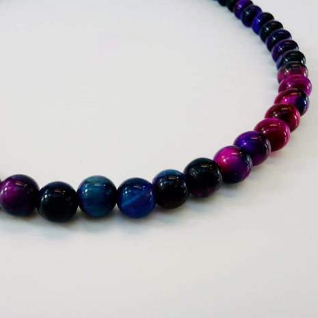 Wunderschöne Tigeraugen-Halskette – Halsketten – mit Silber, Perle (Produktansicht)